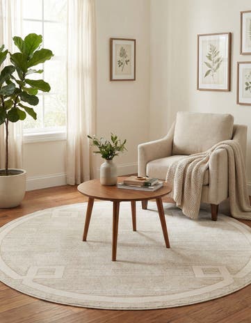 Jill Zarin Beige Uptown Lenox Hill Round Rug