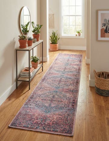 Antique Rust Red Washable Maahru Runner Rug