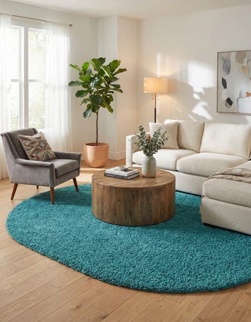 7' 10 x 10' Solid Shag Oval Rug
