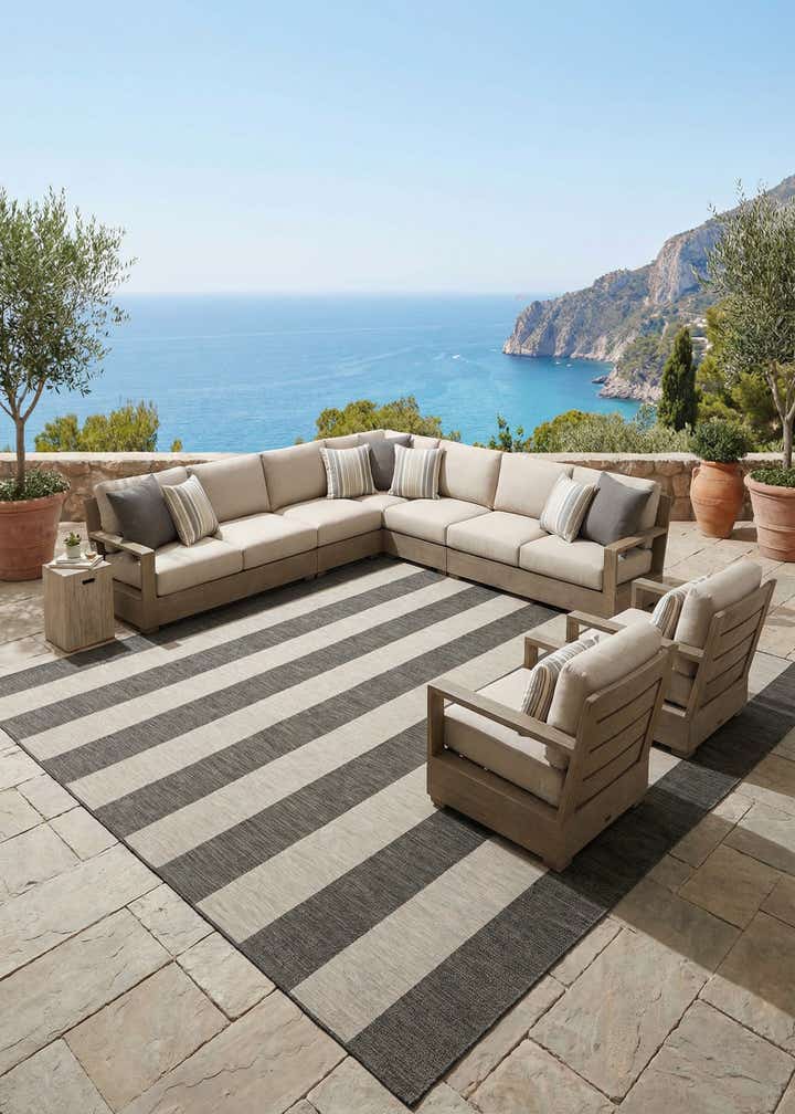 13' x 13' Easy-Clean Ribbon Indoor / Outdoor Square Rug