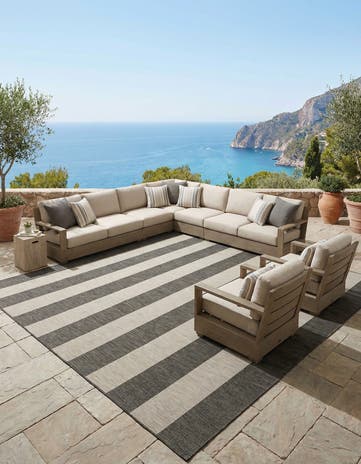 Charcoal Gray Easy-Clean Ribbon Indoor / Outdoor Square Rug