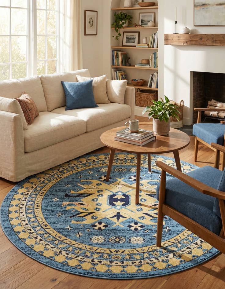 Detail image of 7' 10 x 7' 10 Heris Round Rug