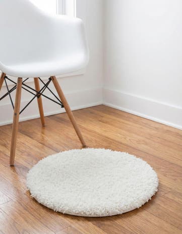 White Zermatt Shag Round Rug
