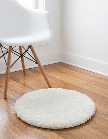 White Zermatt Shag Round Rug