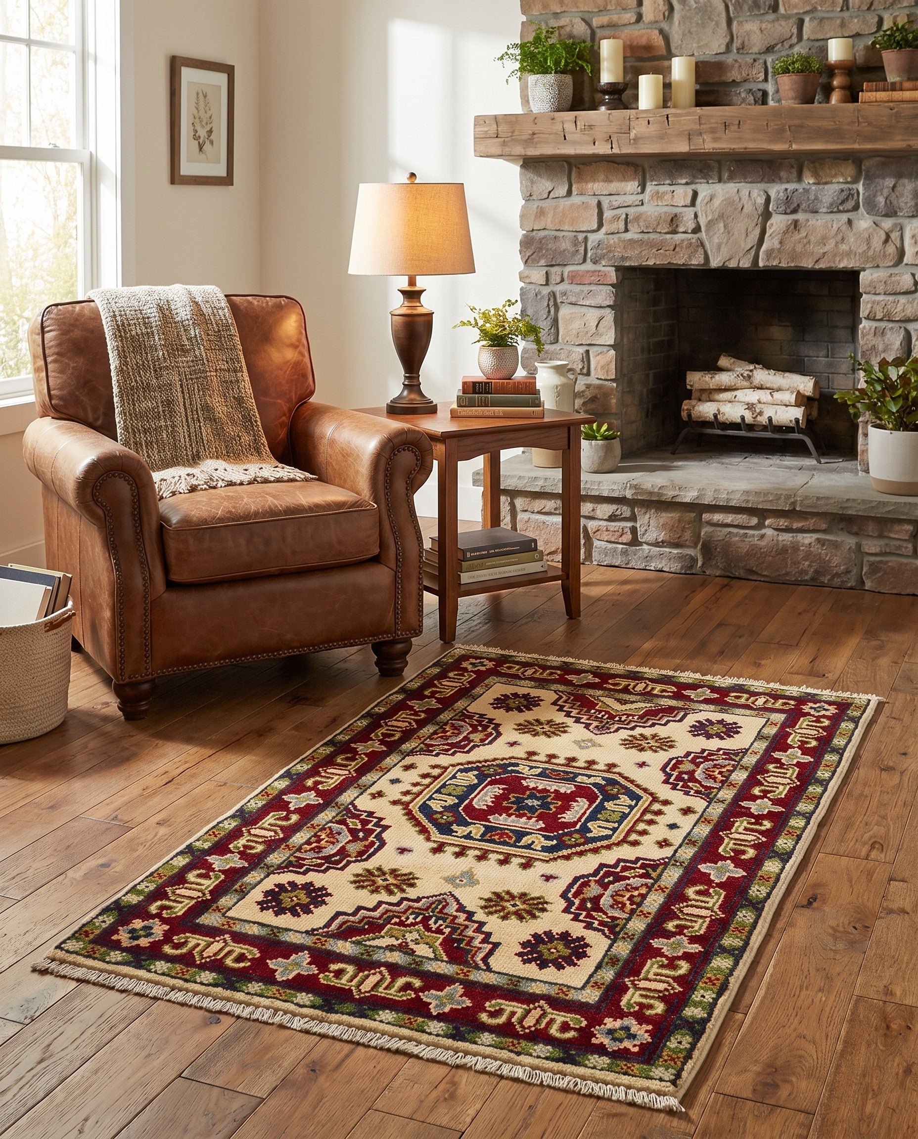 2' x 3' 1 Hand Knotted Kazak Rug