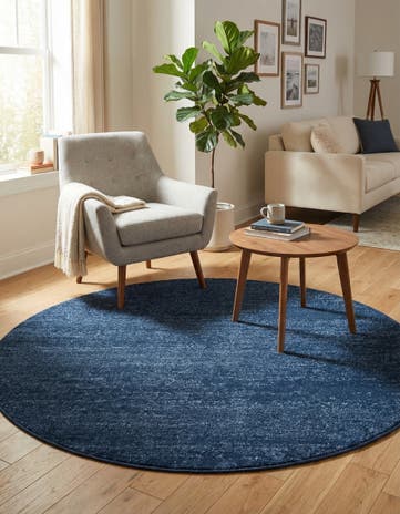 Navy Blue Angelica Round Rug