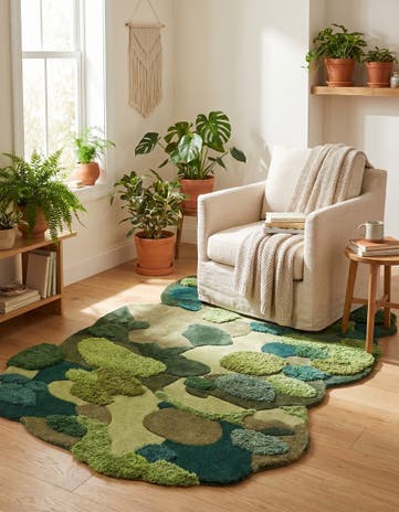 4' 1 x 6' 1 Moss Garden Freeform Rug