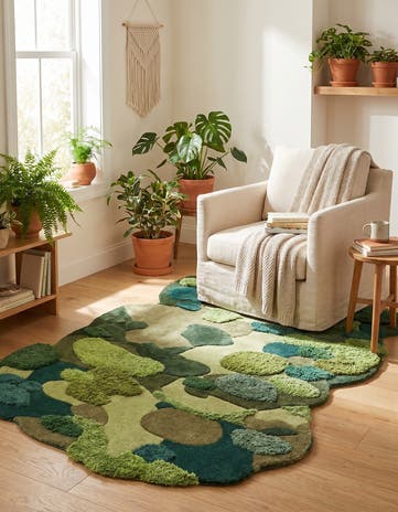 Green Moss Garden Freeform Rug