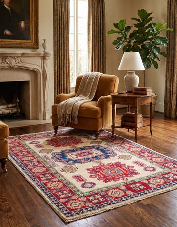 4' x 5' 8 Hand Knotted Kazak Rug