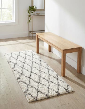 Pure Ivory Moroccan Shag Runner Rug