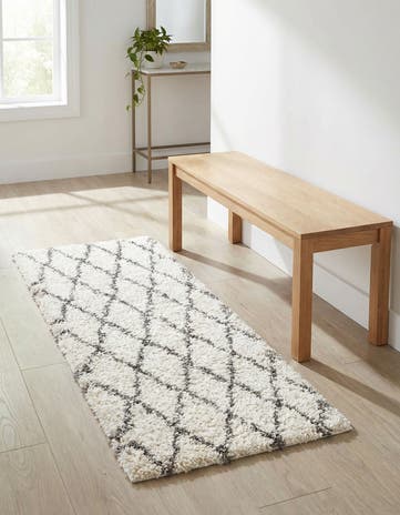 Pure Ivory Moroccan Shag Runner Rug
