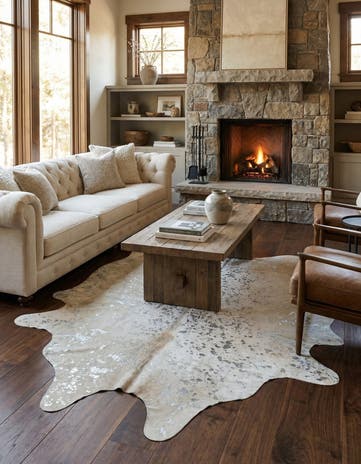 6' 10 x 7' 4 Cowhide Leather Square Rug