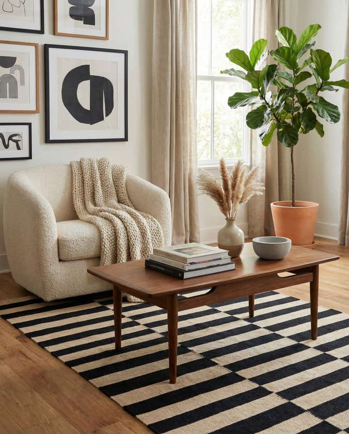 3' 4 x 4' 11 Hand Woven Kilim Modern Wool Rug