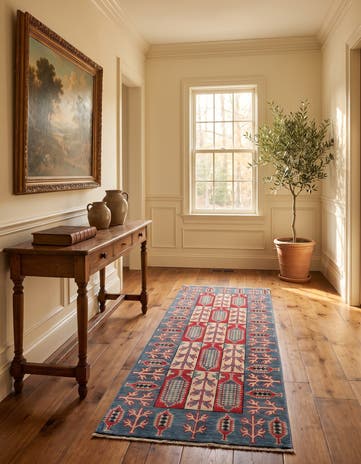 2' 1 x 5' 5 Hand Knotted Kazak Runner Rug