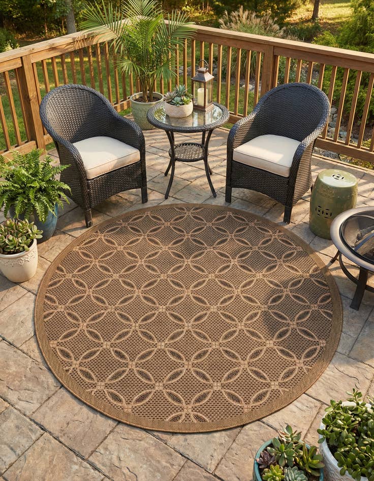 Detail image of 6' x 6' Washable Lattice Indoor / Outdoor Round Rug