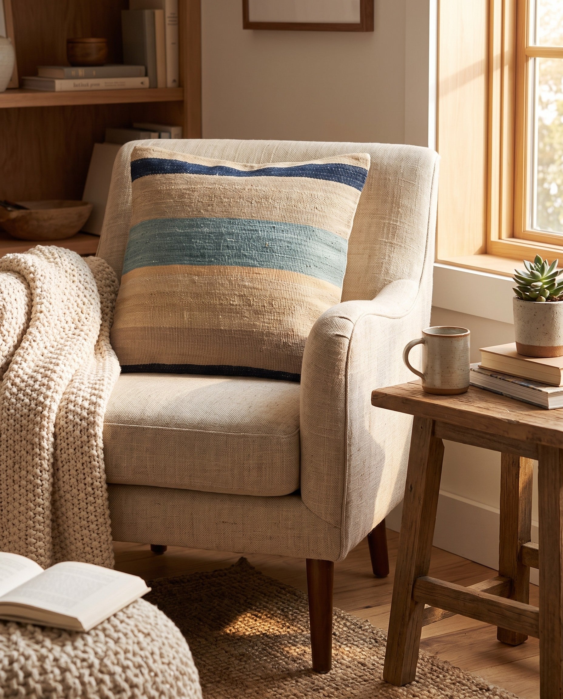 1' 5 x 1' 6 Hand Woven Pillow Wool Square Rug