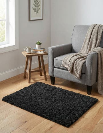 Charcoal Solid Frieze Rug