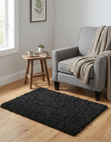 Charcoal Solid Frieze Rug