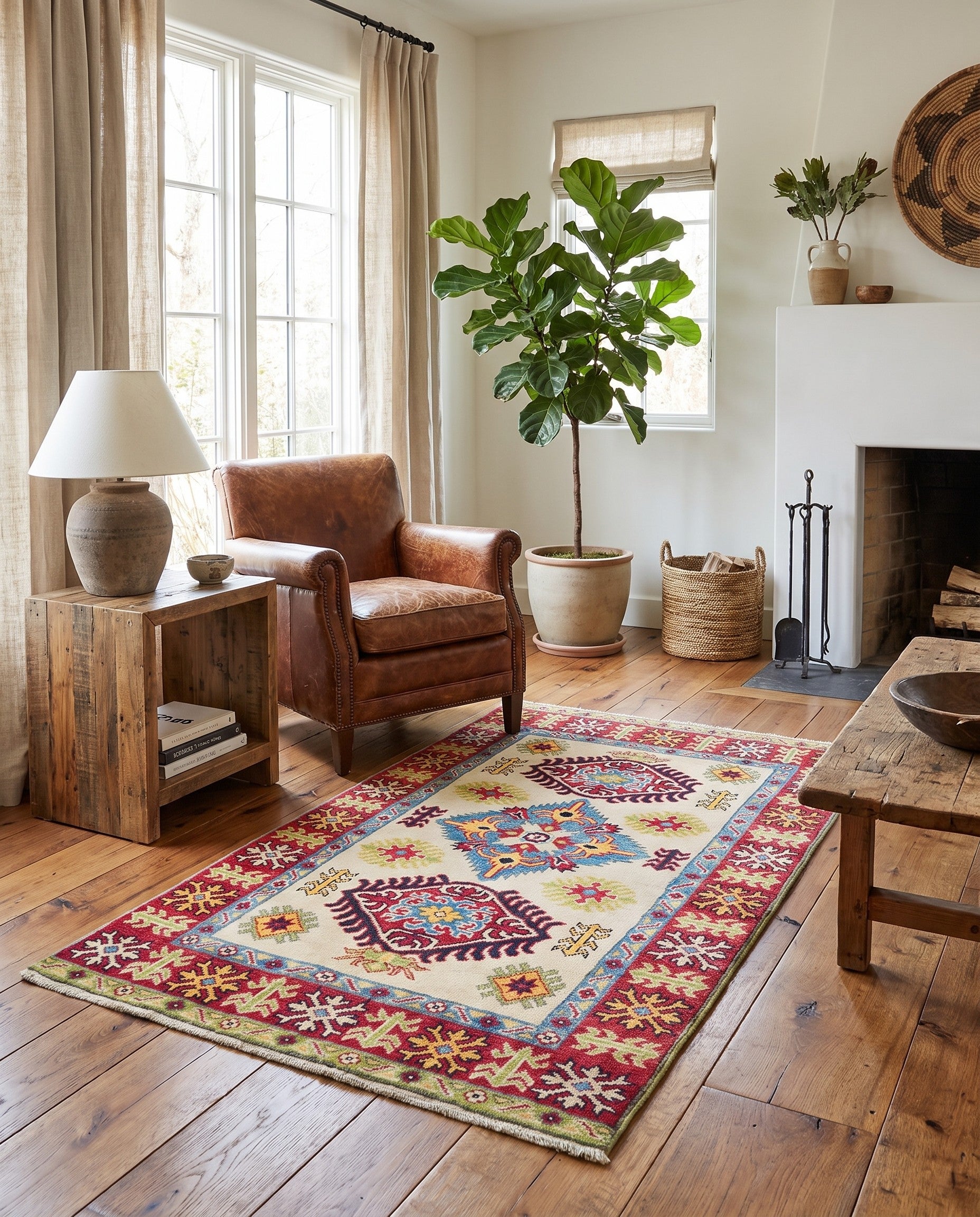 3' x 4' 11 Hand Knotted Kazak Rug