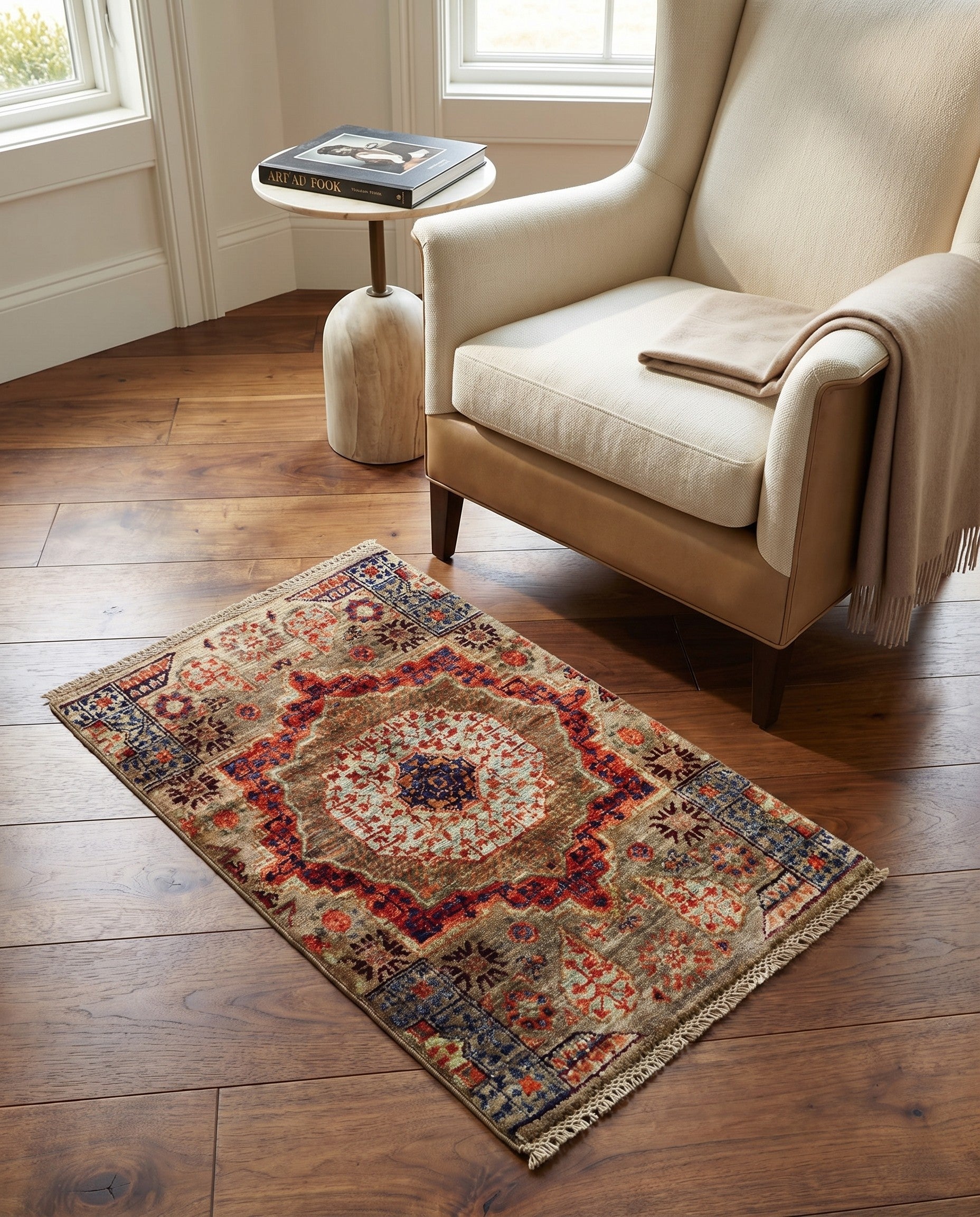 1' 11 x 2' 11 Hand Knotted Mamluk Ziegler Rug