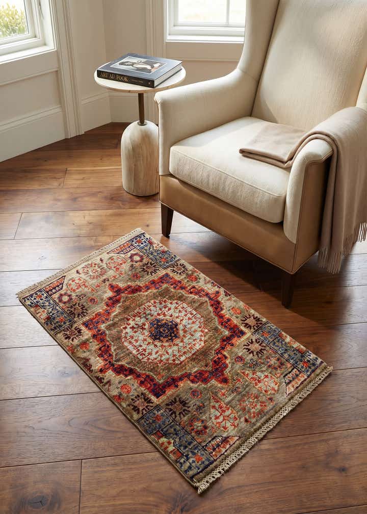 1' 11 x 2' 11 Hand Knotted Mamluk Ziegler Rug