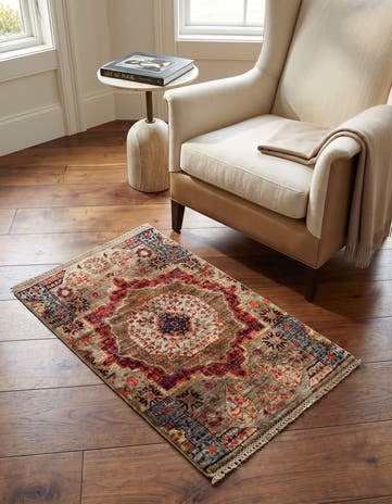 1' 11 x 2' 11 Hand Knotted Mamluk Ziegler Rug