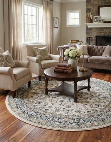 7' x 7' Nain Design Round Rug