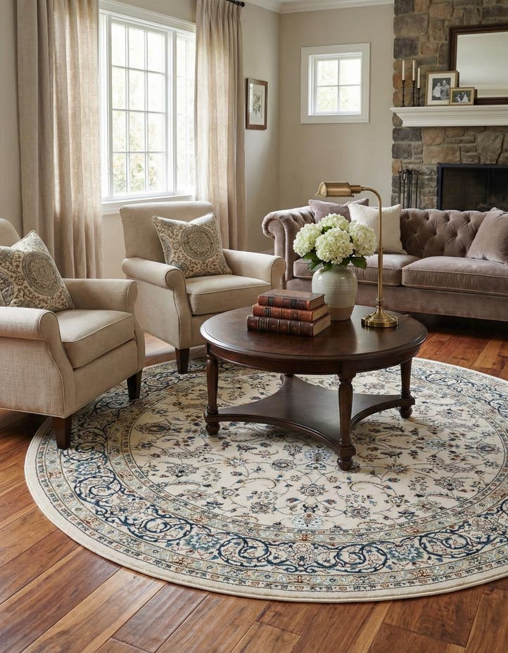 7' x 7' Nain Design Round Rug