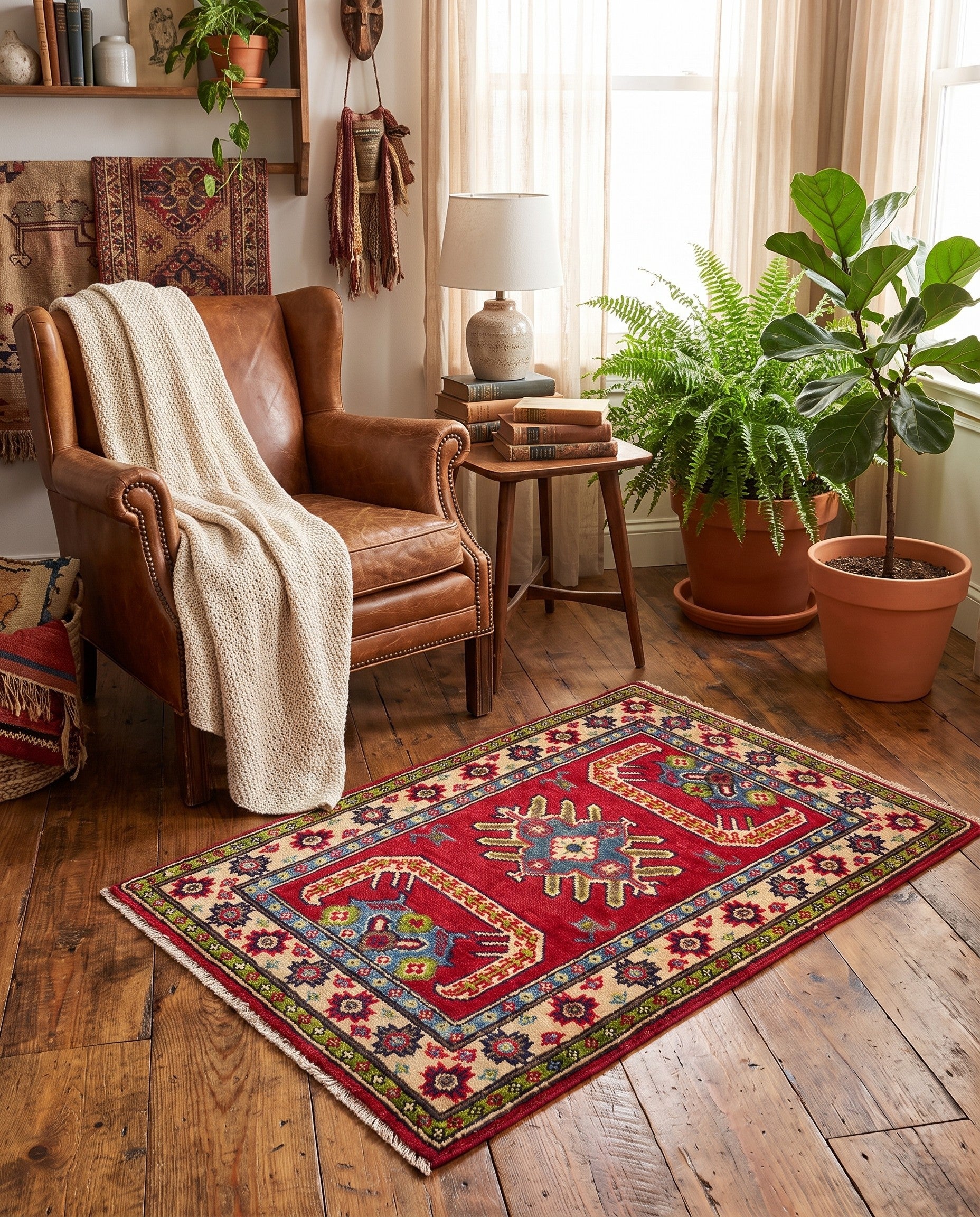 2' x 2' 10 Hand Knotted Kazak Rug