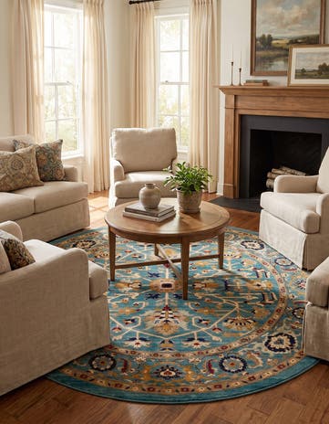 Turquoise Charlestown Round Rug