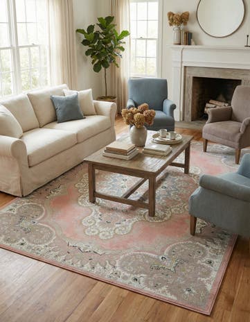 Rose Pink Kamala Washable Rug