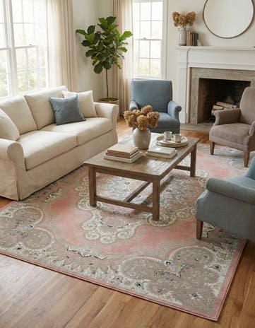Rose Pink Kamala Washable Rug