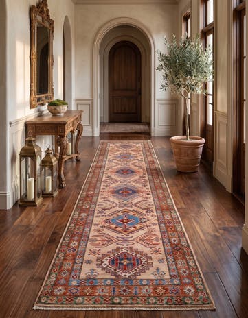 3' 4 x 13' 9 Hand Knotted Kazak Runner Rug