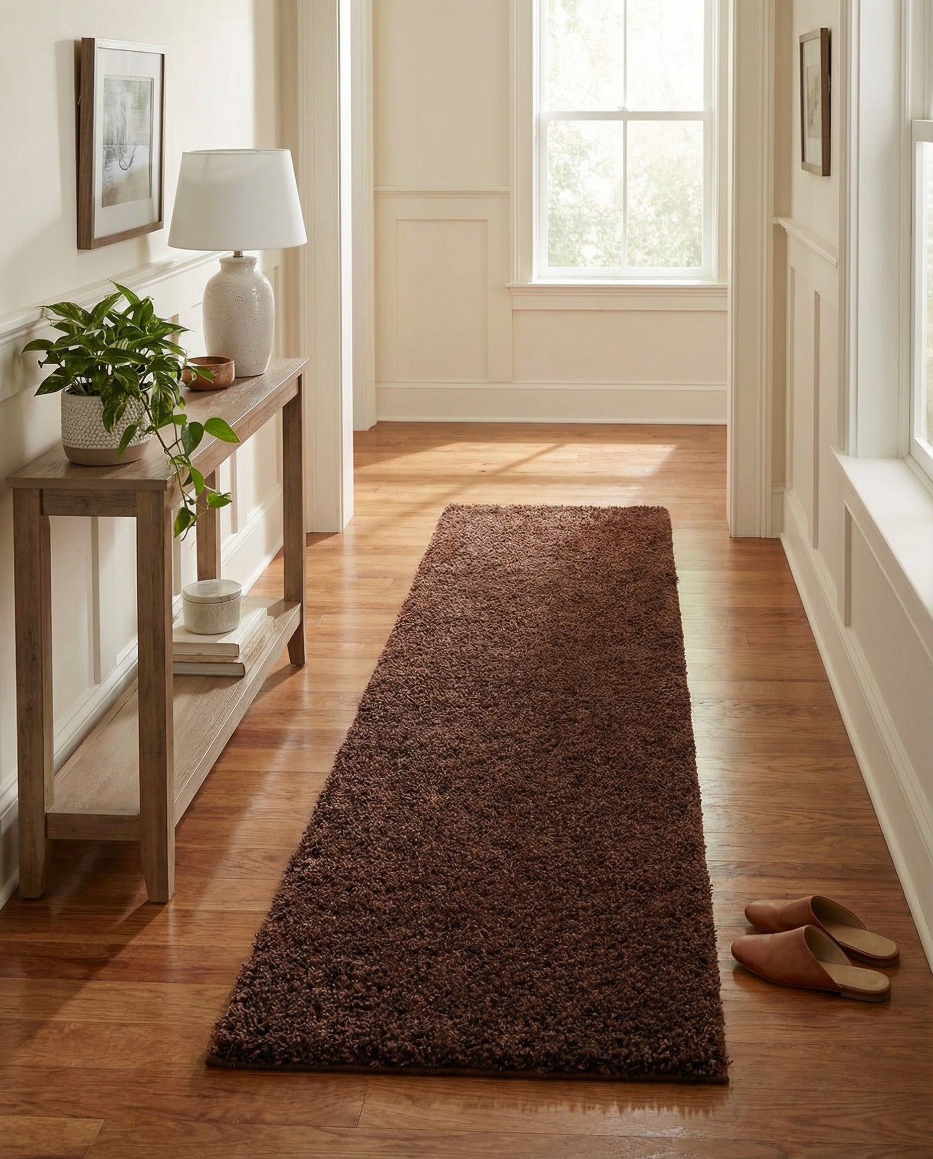 2' 7 x 12' Solid Shag Runner Rug