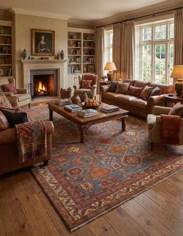 9' x 12' 4 Hand Knotted Kazak Rug
