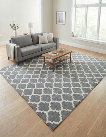 Dark Gray Lattice Square Rug