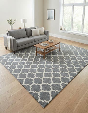 Dark Gray Lattice Square Rug