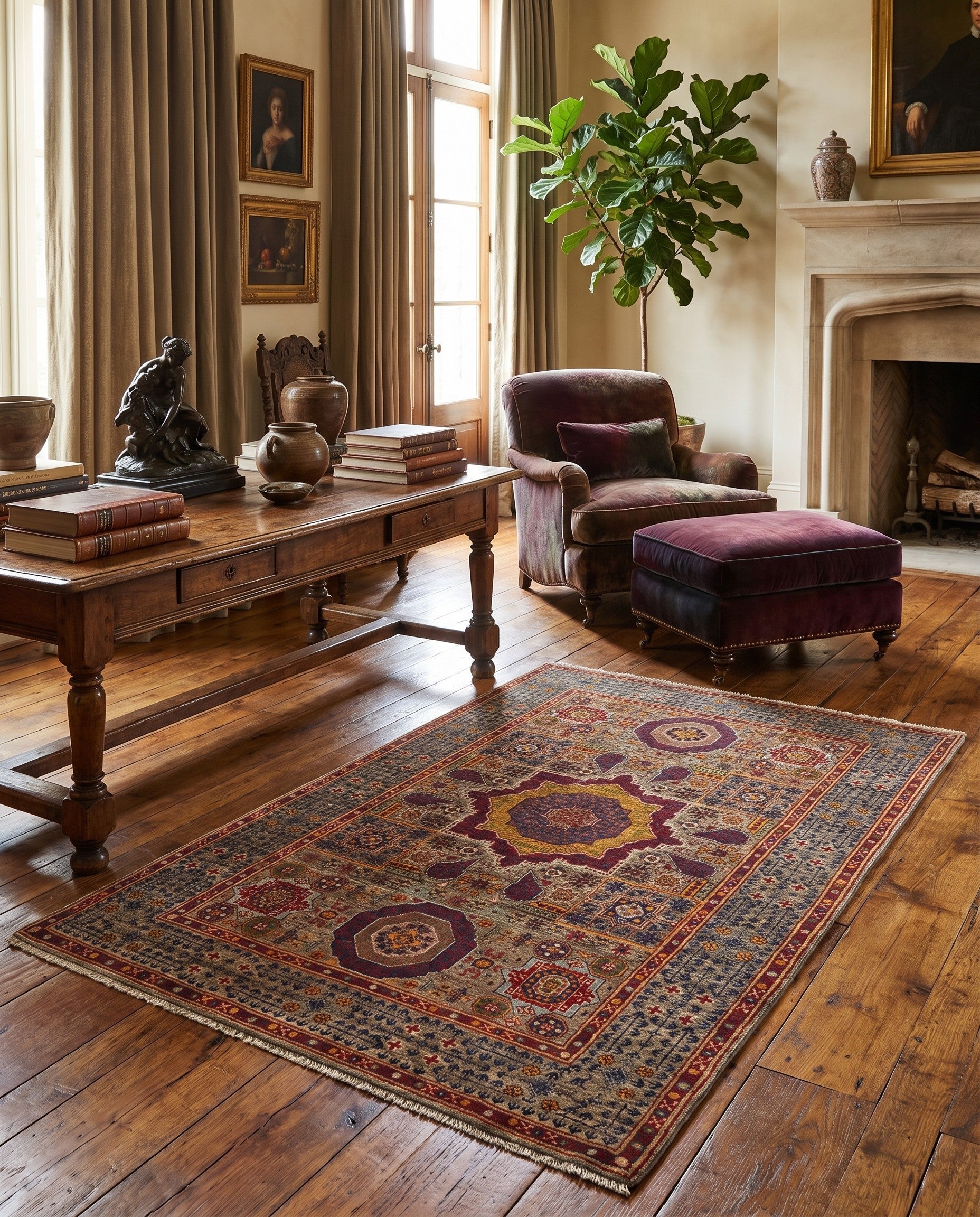 4' x 5' 10 Hand Knotted Mamluk Ziegler Rug