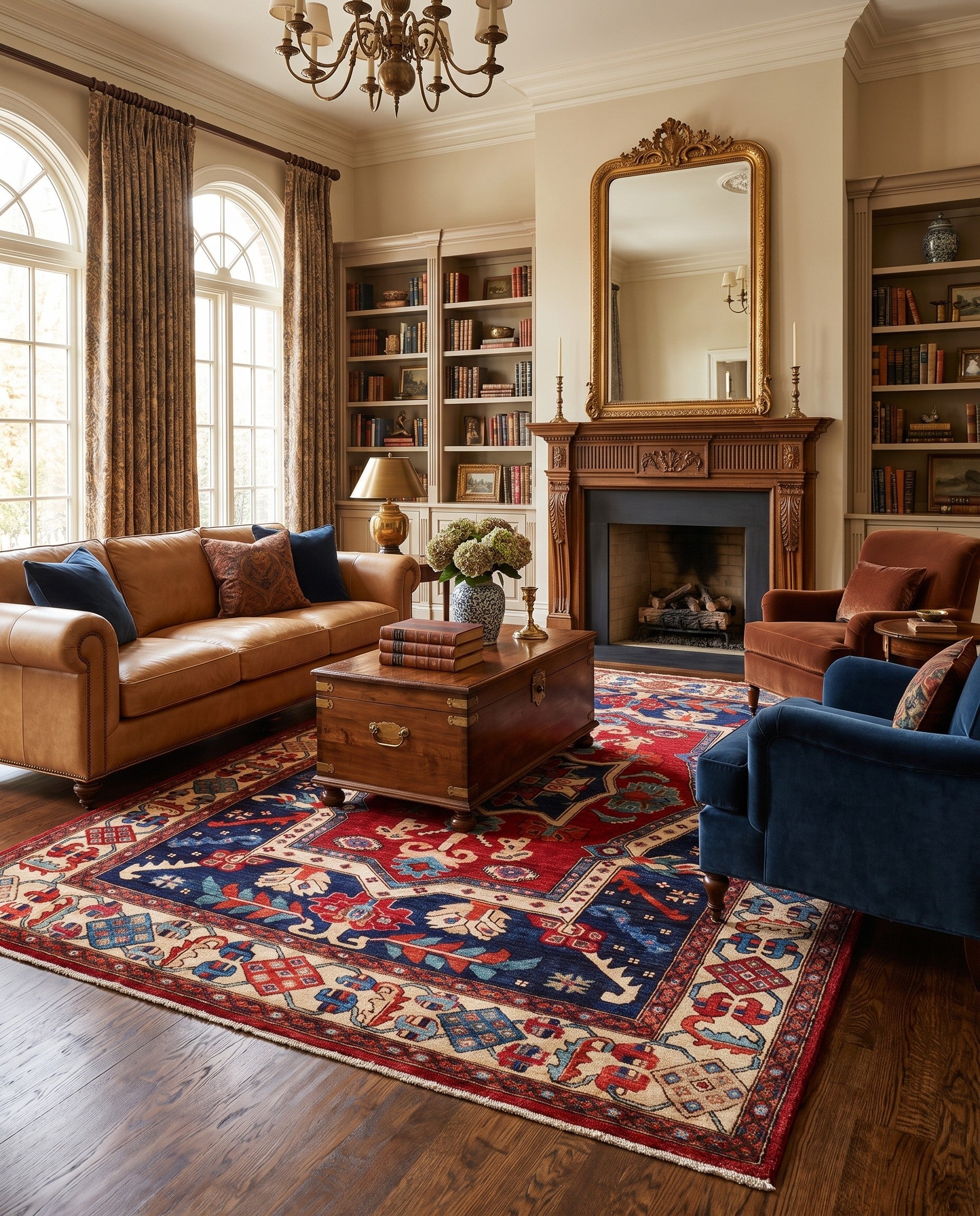 6' 9 x 10' 1 Hand Knotted Heriz Rug