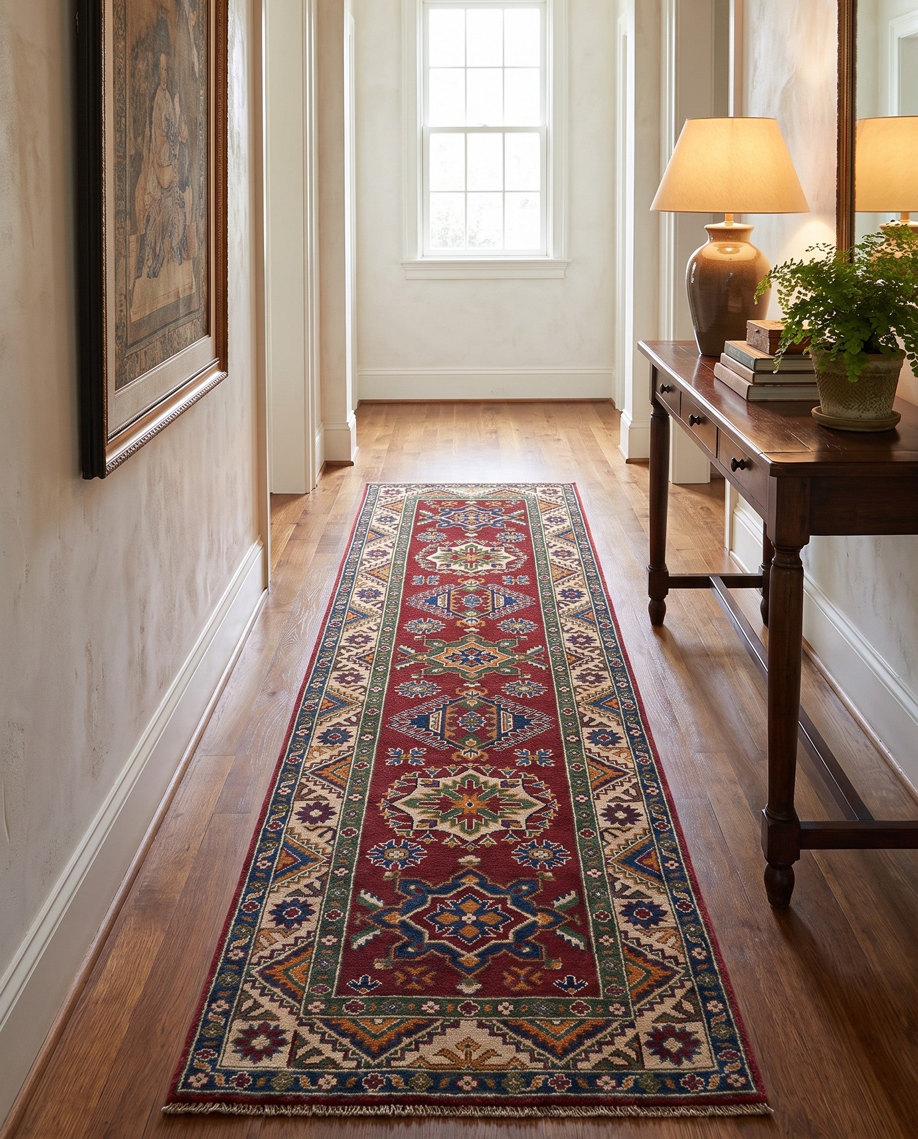 2' 7 x 10' Hand Knotted Kazak Runner Rug