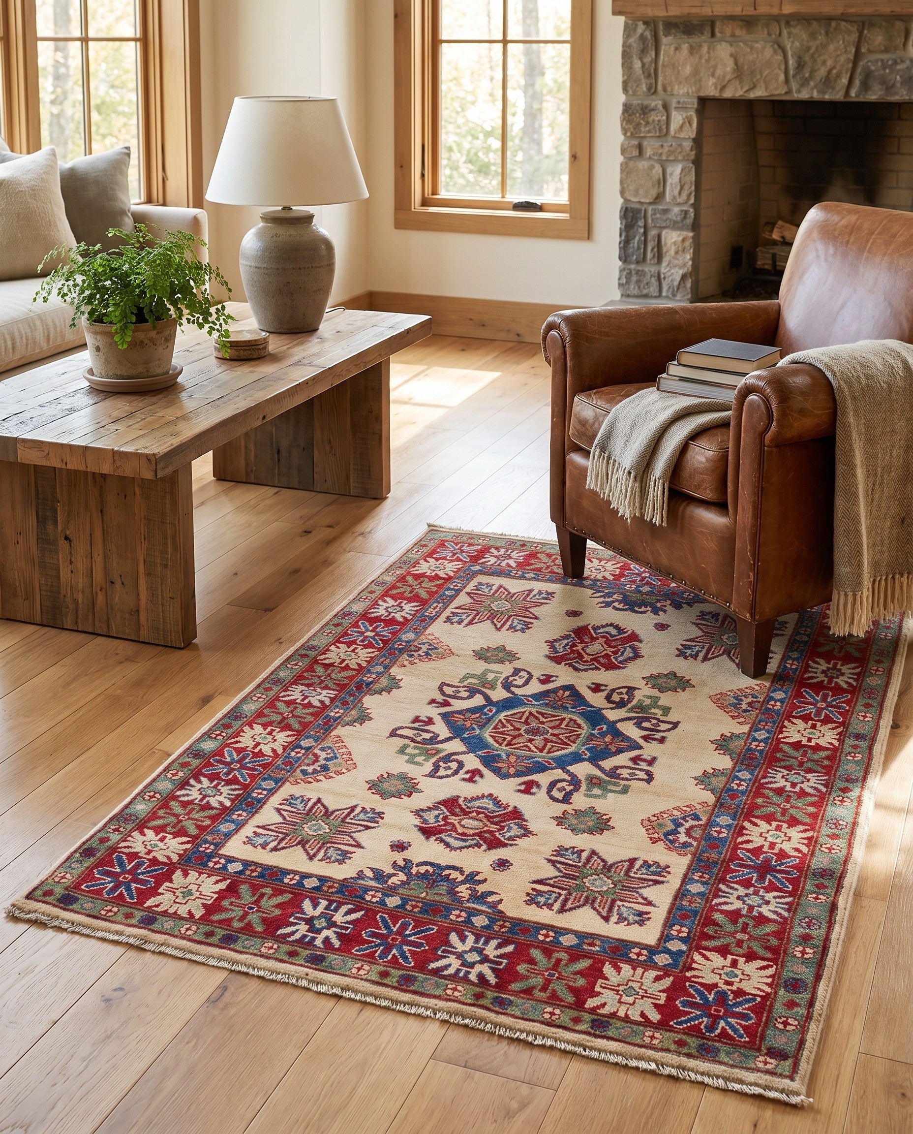 3' 5 x 5' 1 Hand Knotted Kazak Rug