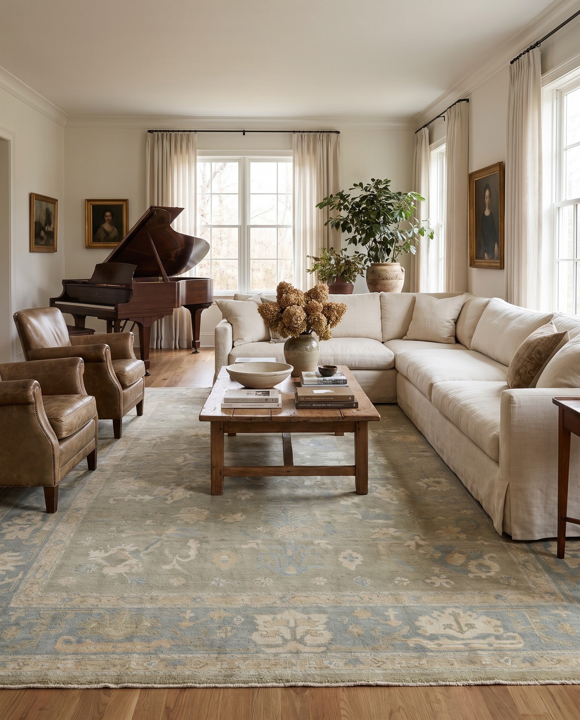 10' x 13' 8 Hand Knotted Oushak Wool Rug