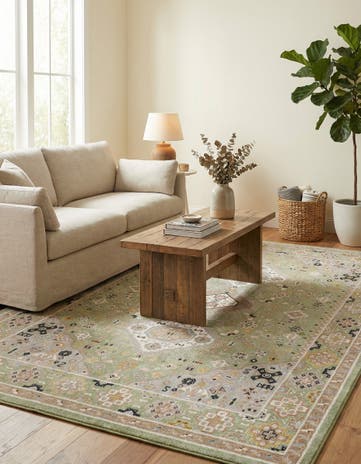 Light Green Kamala Washable Rug