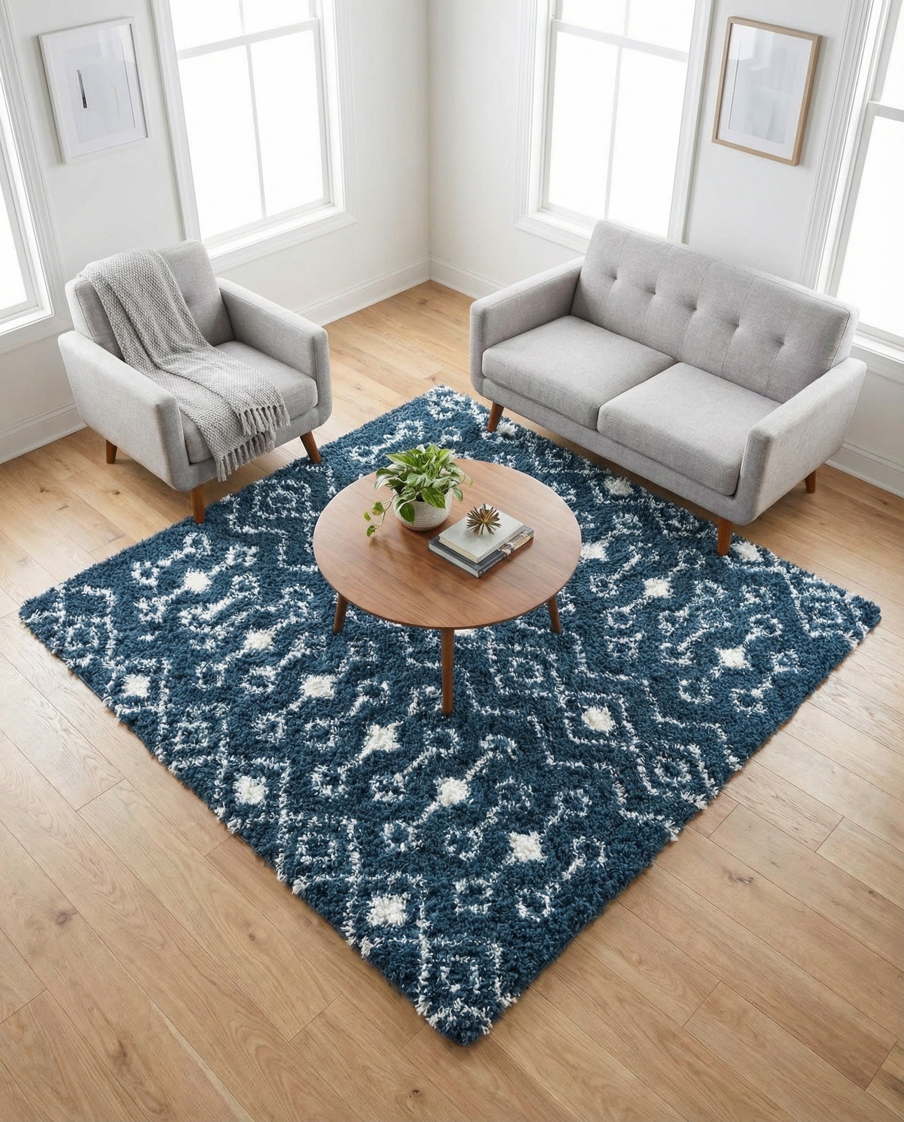 6' x 6' Moroccan Trellis Shag Square Rug