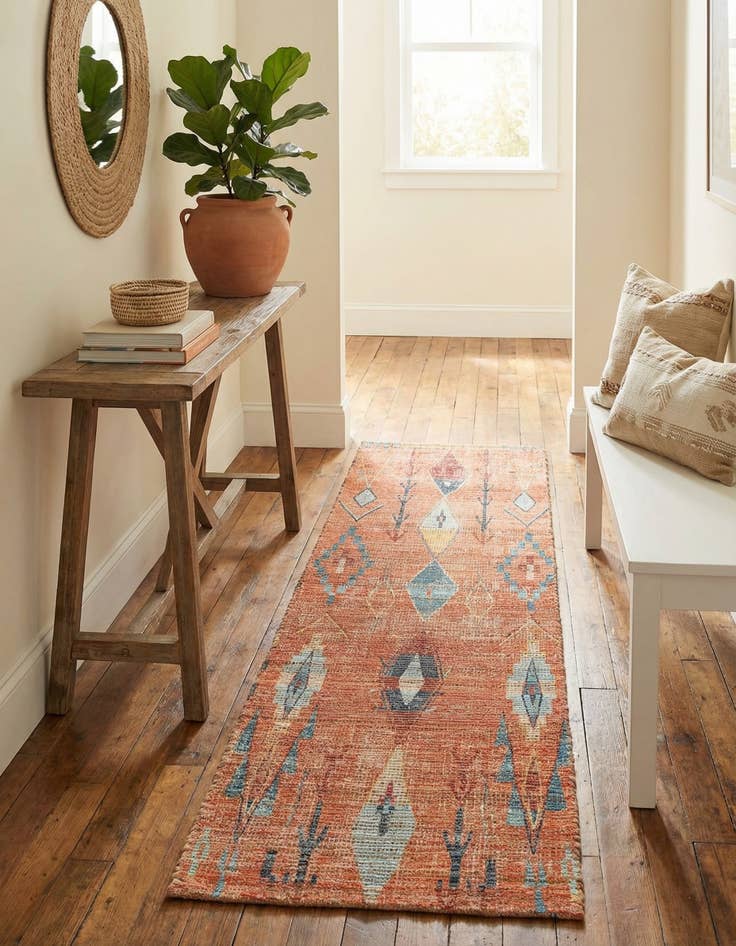 Detail image of 2' 2 x 8' Hand Woven Chenille Jute Runner Rug