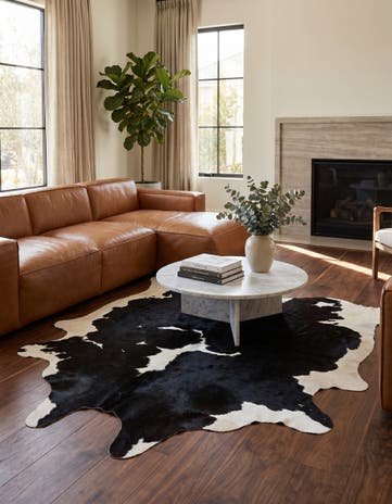6' 2 x 6' 8 Cowhide Leather Square Rug