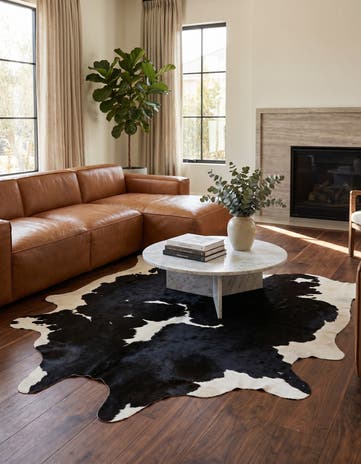 6' 2 x 6' 8 Cowhide Leather Square Rug