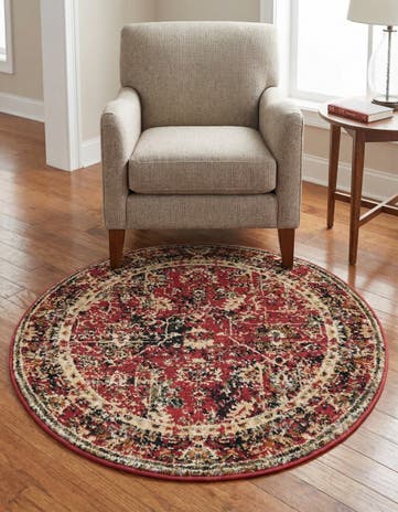 Burgundy Saturn Round Rug