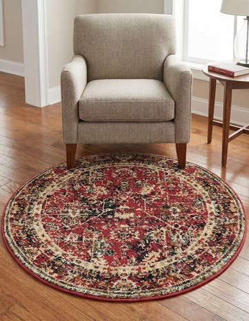 Burgundy Saturn Round Rug