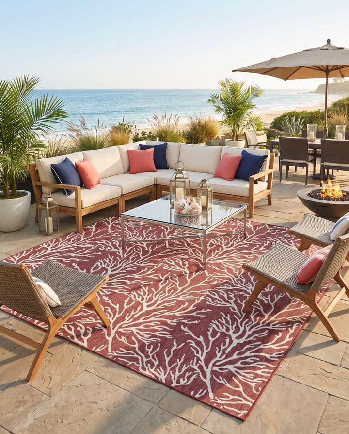 400cm x 400cm Leicht zu reinigen Coastal Innen- / Aussenbereich Quadrat Teppich
